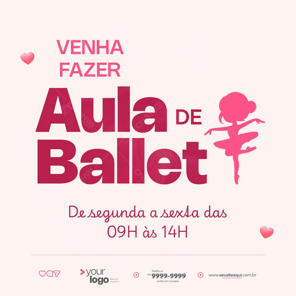 Flyer Aula de Ballet PSD Editável