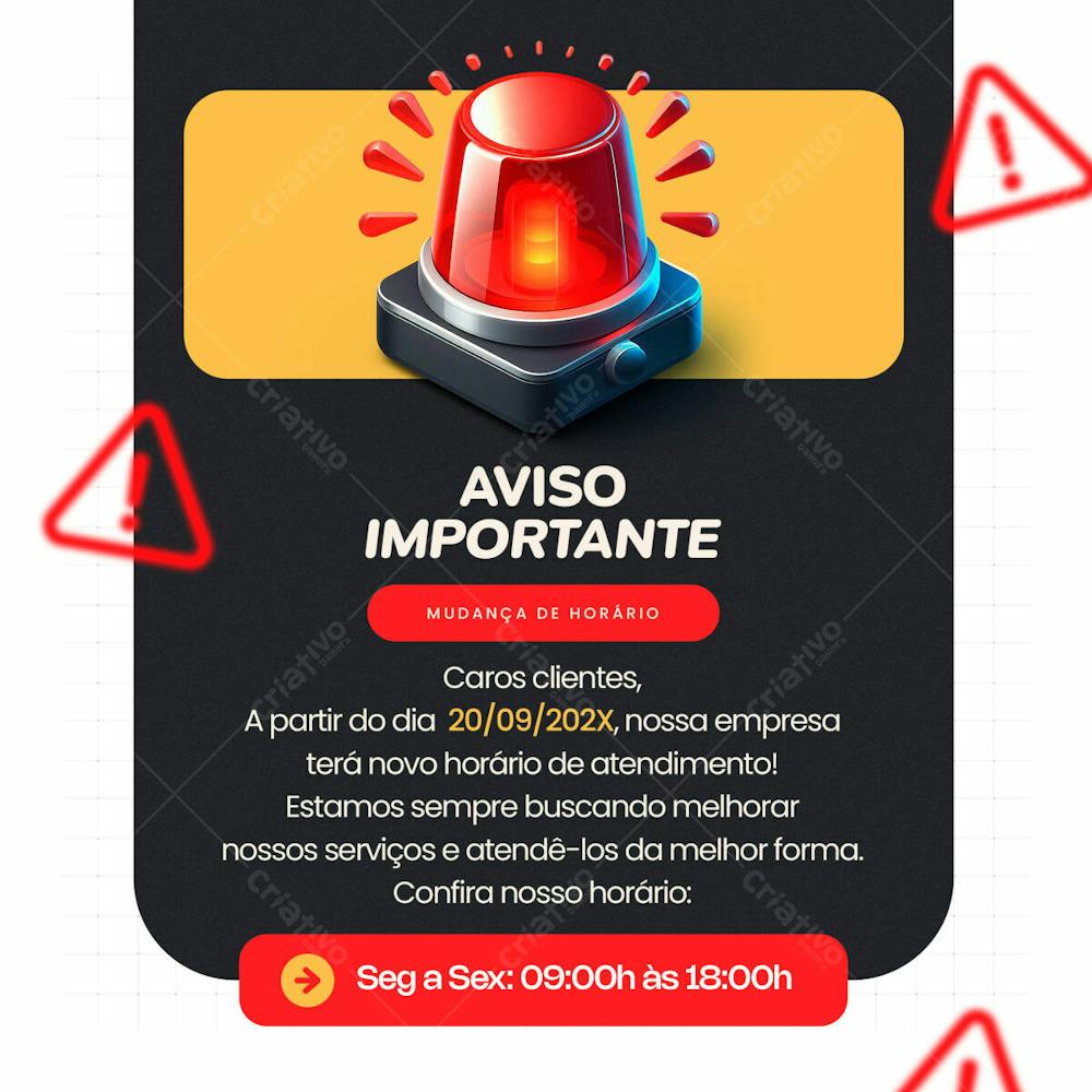 Aviso Importante, Fique Atento A Mudança De Horário