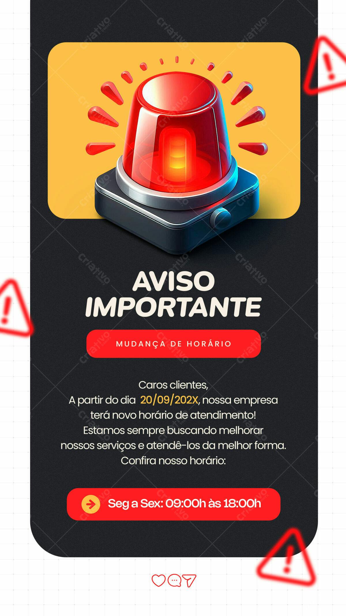 Story para Anúncio de Mudança de Horário PSD Editável