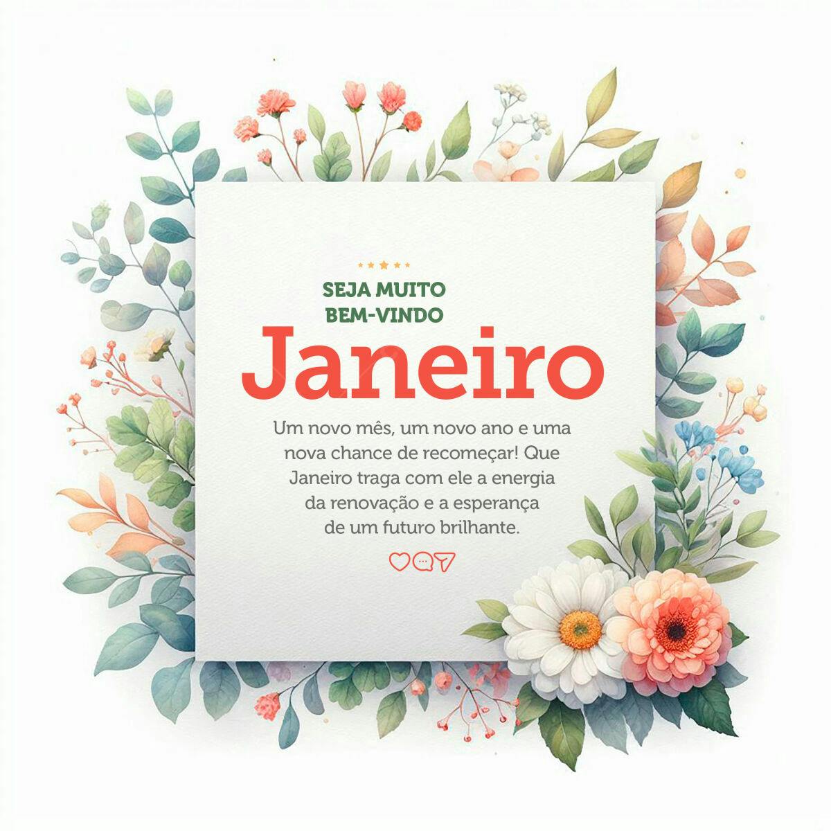 Post para Boas Vindas Janeiro PSD Editável