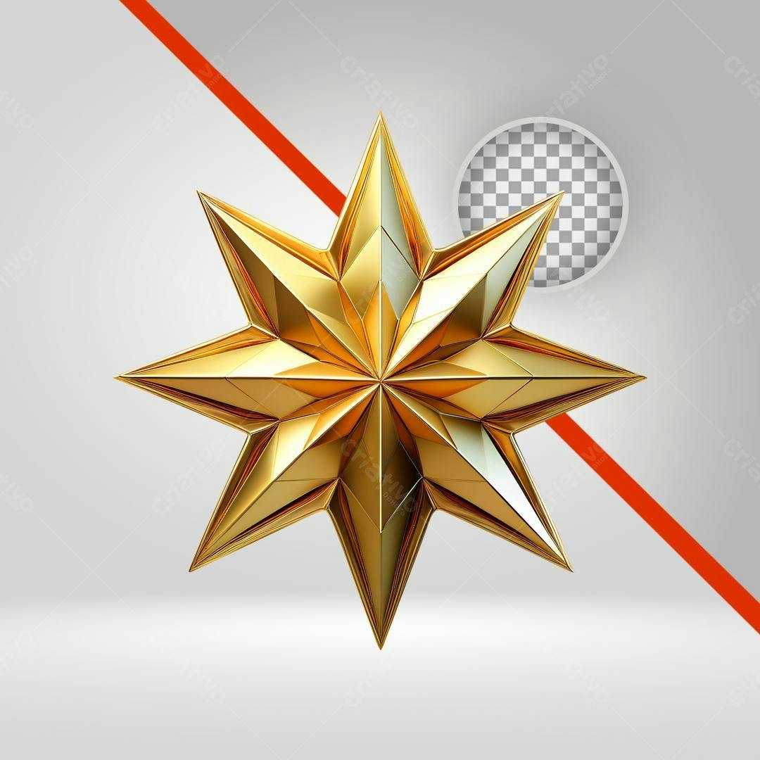 Icone Natalino Estrela Dourada PNG com fundo transparente