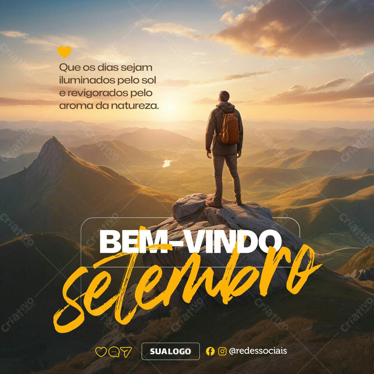Post para Boas Vindas Setembro PSD Editável
