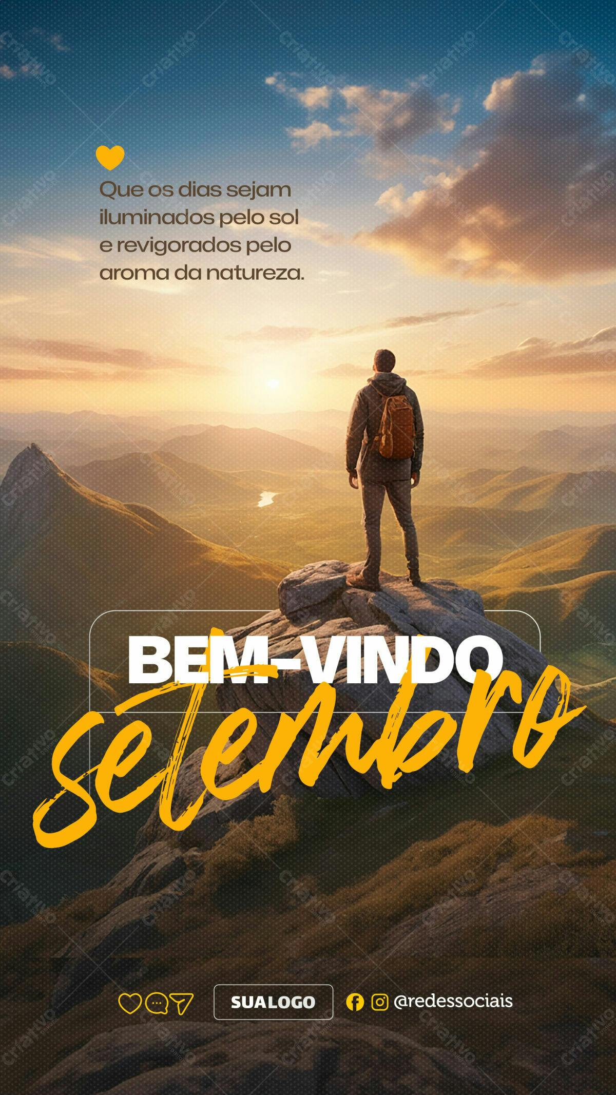Post para Boas Vindas Setembro PSD Editável