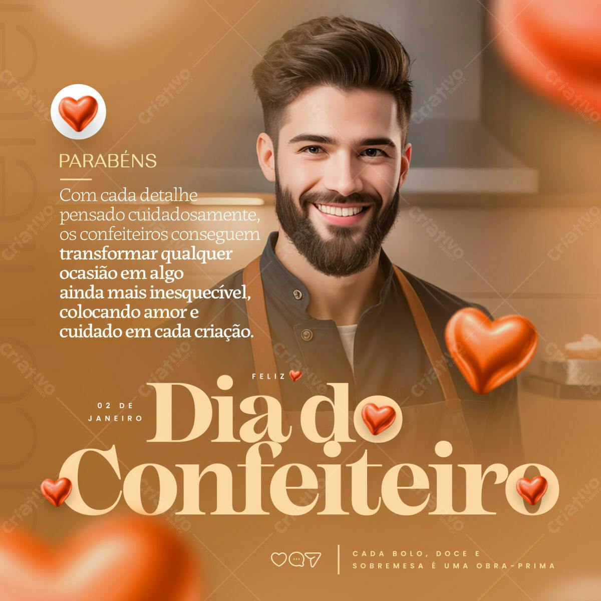 Postagem Dia do Confeiteiro PSD Editável