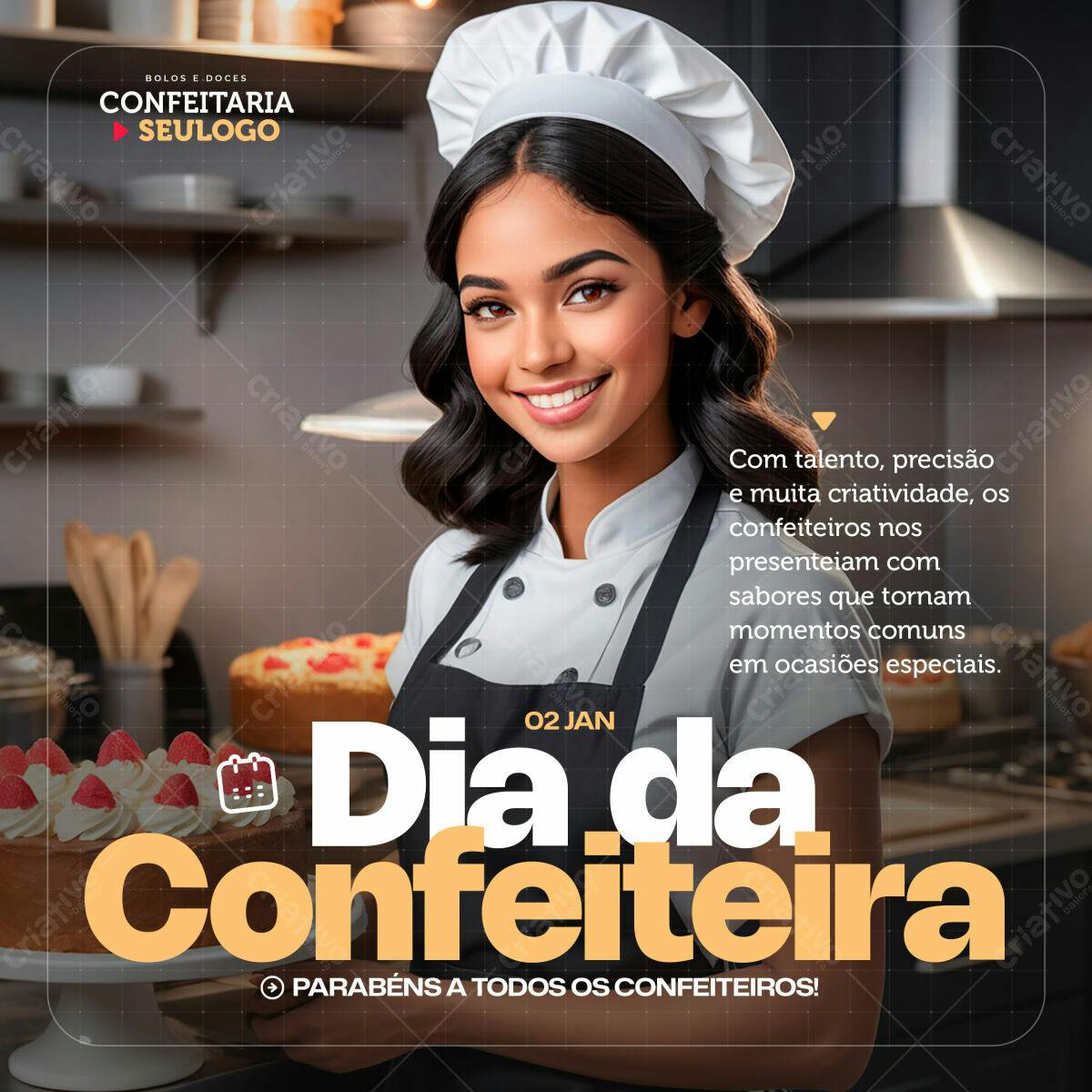Post para o Dia da Confeiteira PSD Editável