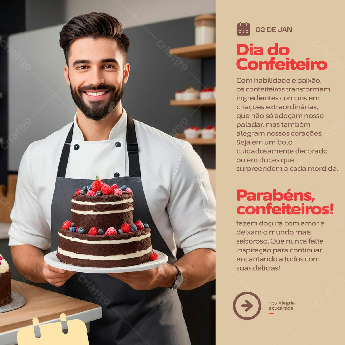 Post para o Dia do Confeiteiro PSD Editável