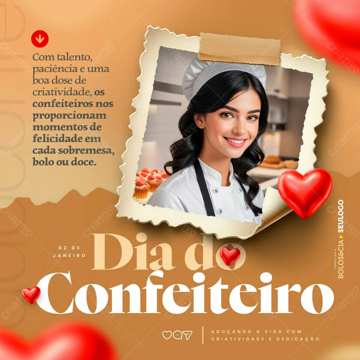 Post para o Dia do Confeiteiro PSD Editável