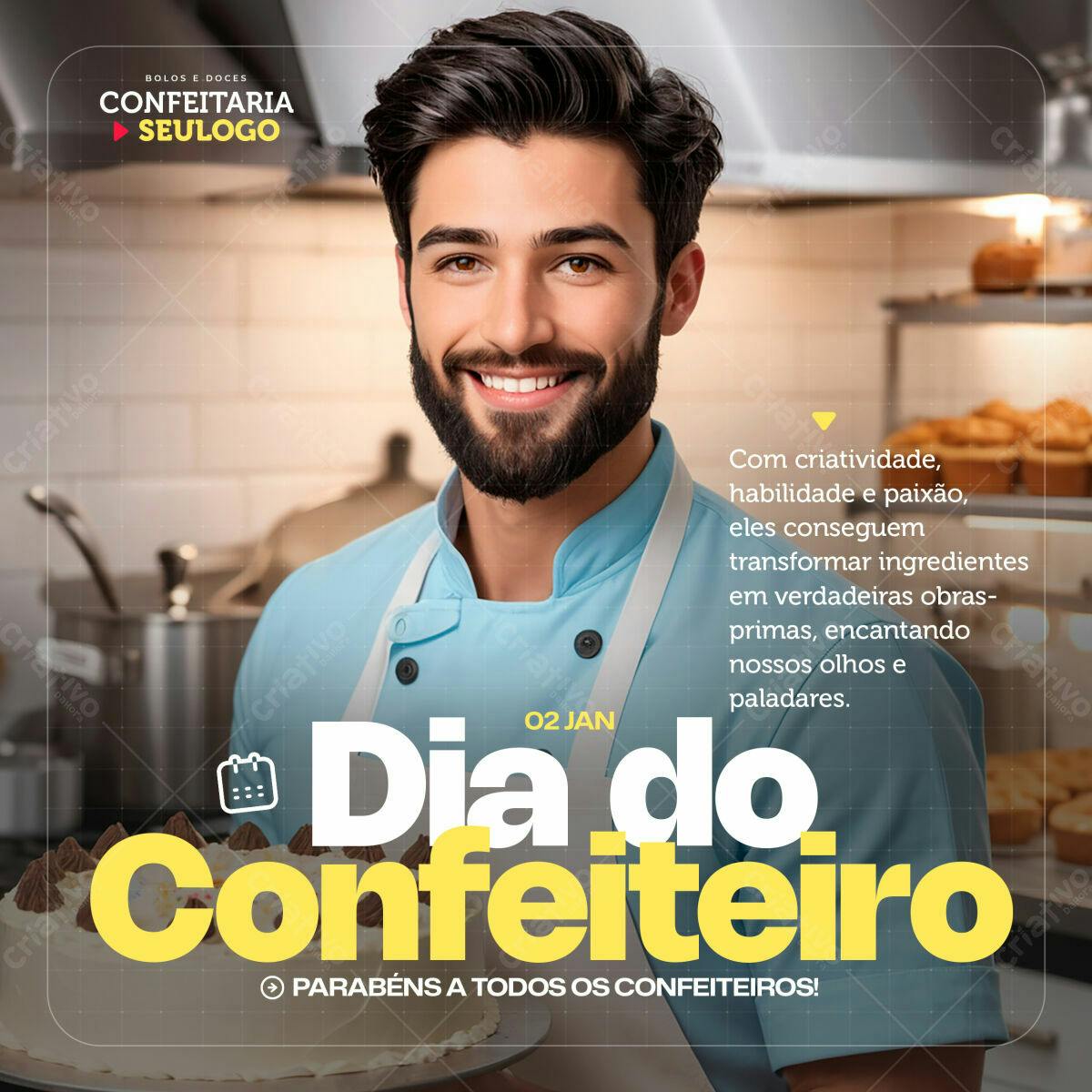 Postagem Dia do Confeiteiro PSD Editável