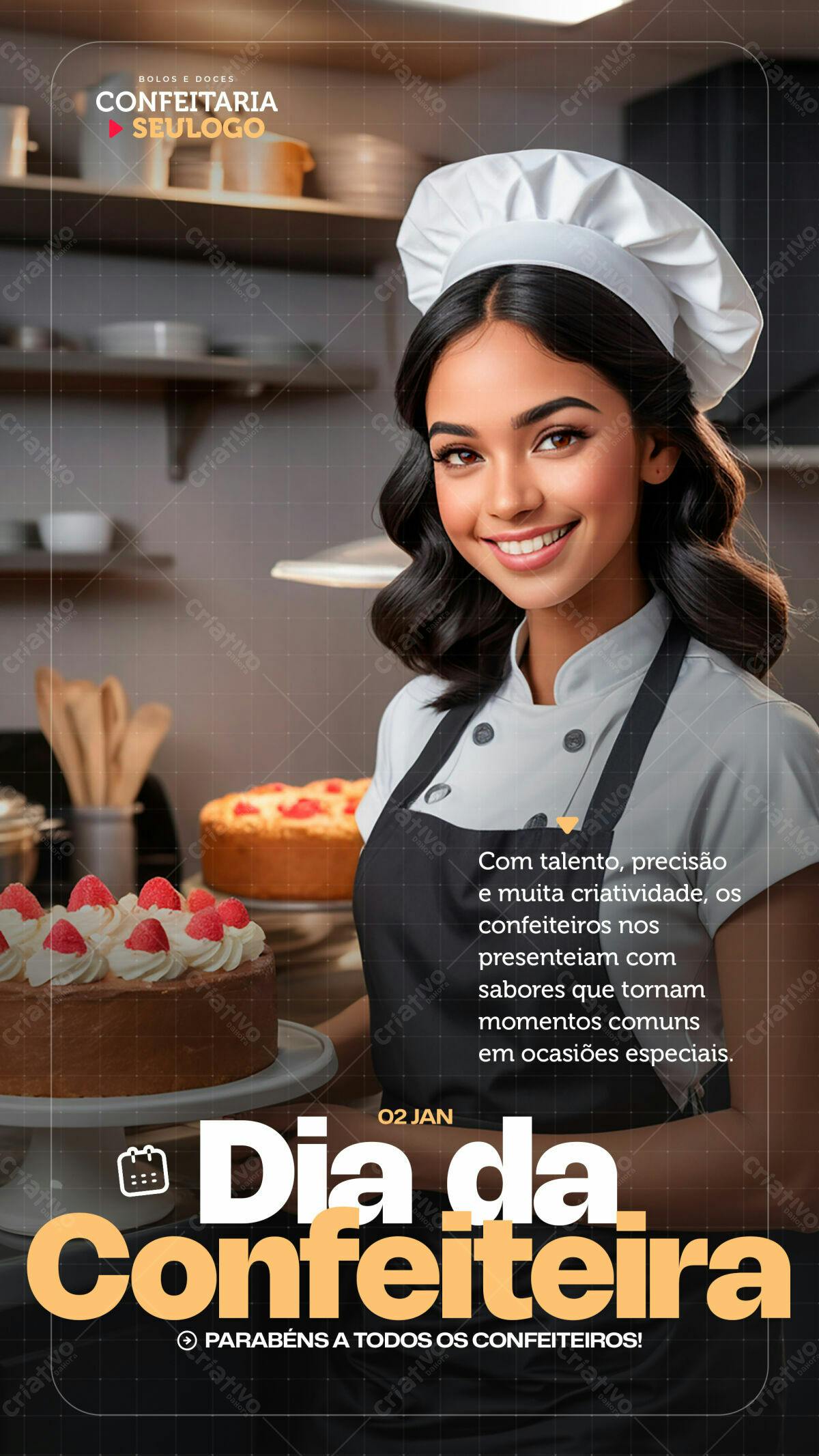 Flyer Dia da Confeiteira PSD Editável