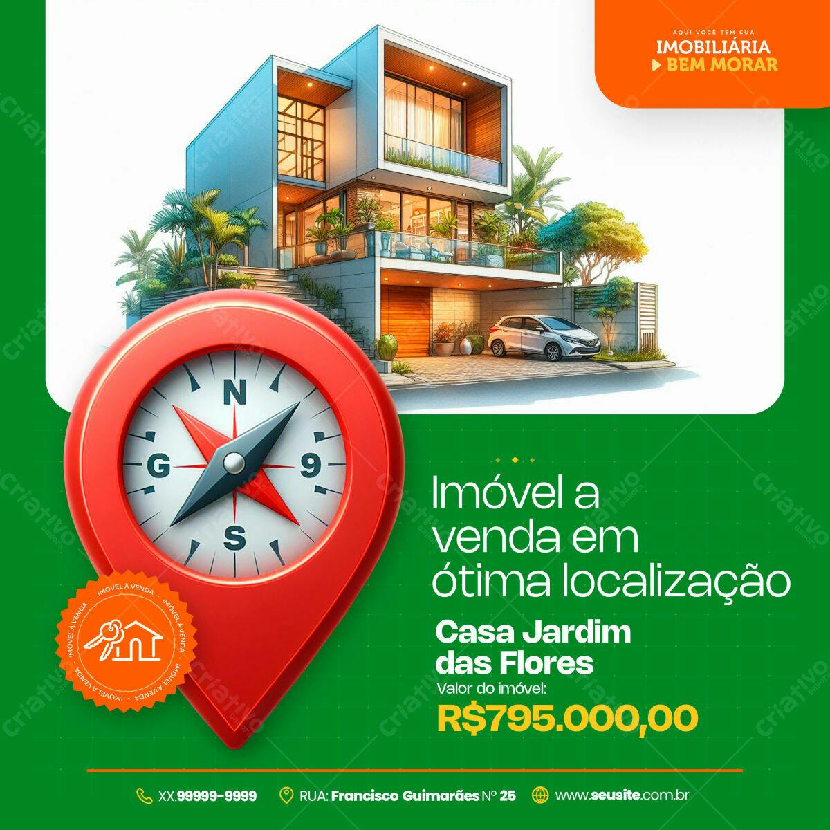 PSD para Imóvel à Venda - Casa Jardim das Flores PSD Editável