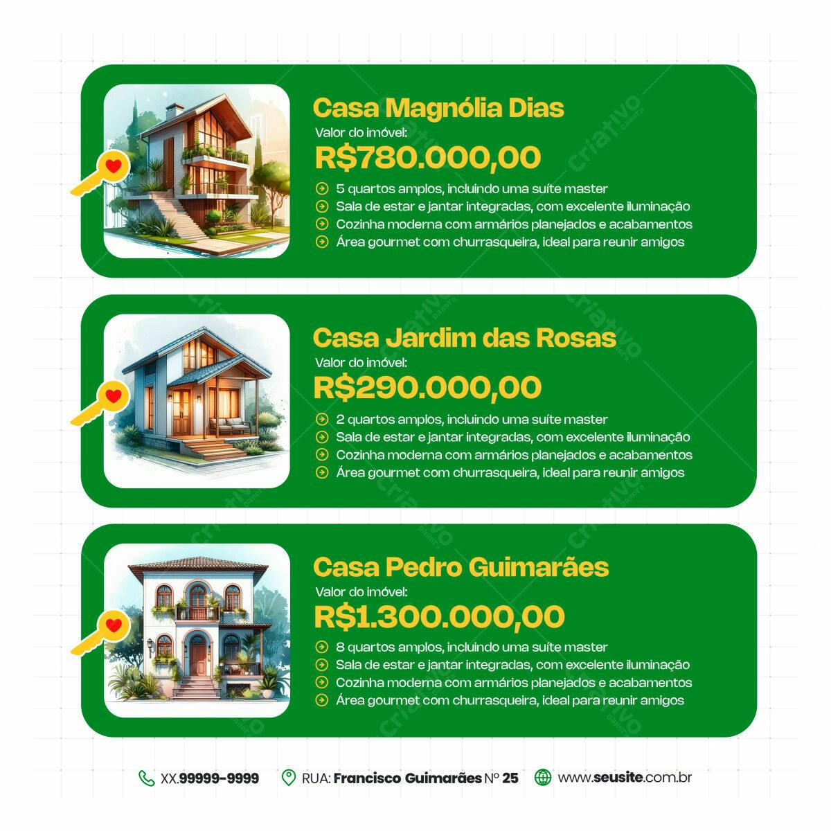 Flyer Imobiliário Casas de Luxo PSD Editável