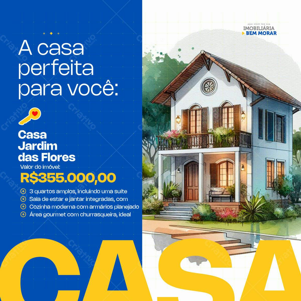 Post Imobiliário Casa Jardim das Flores PSD Editável