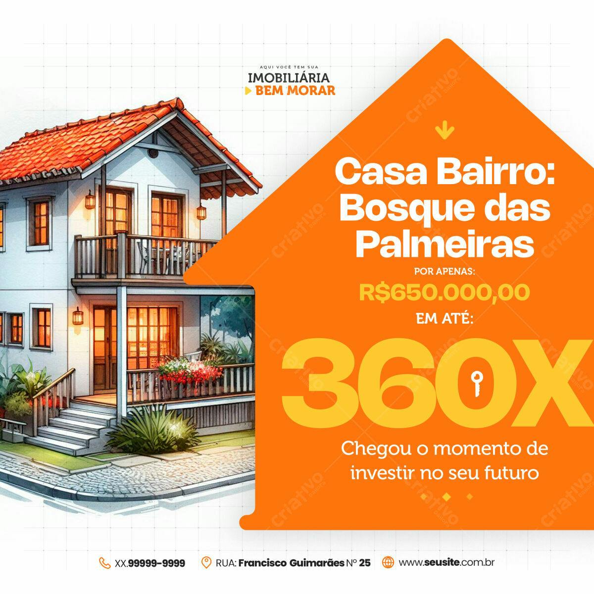 Flyer Imobiliário Casa Bosque das Palmeiras PSD Editável