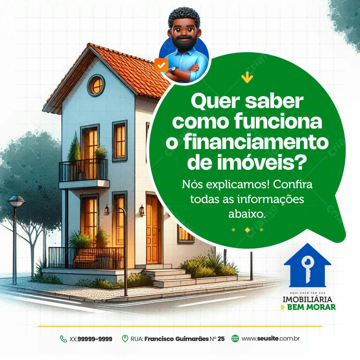 Flyer Imobiliária Financiamento Imóveis PSD Editável