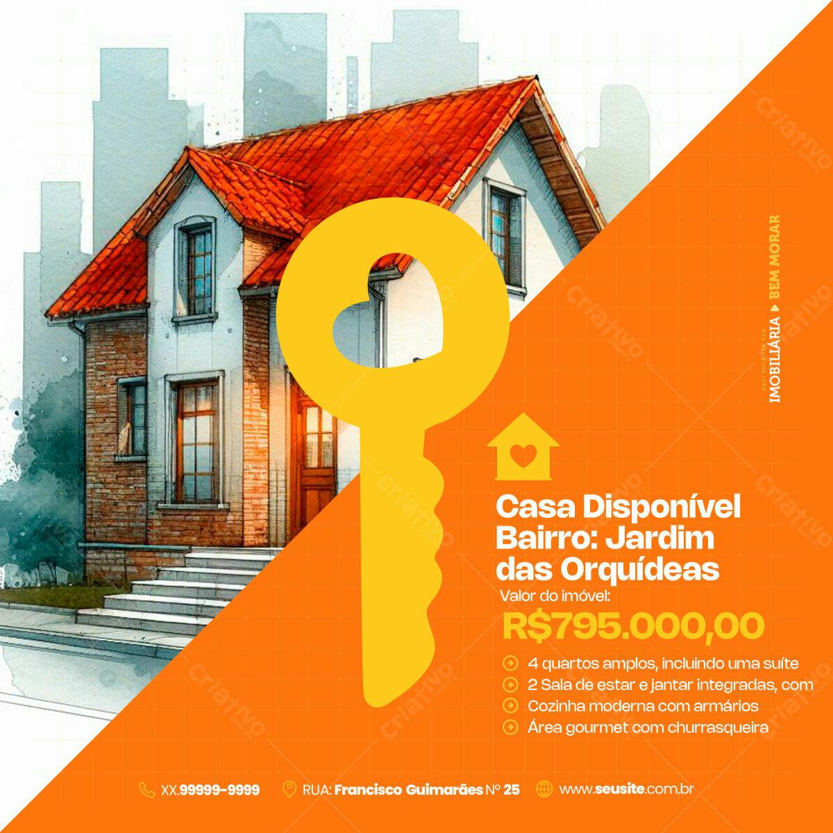 Flyer Imobiliário Casa Jardim das Orquídeas PSD Editável