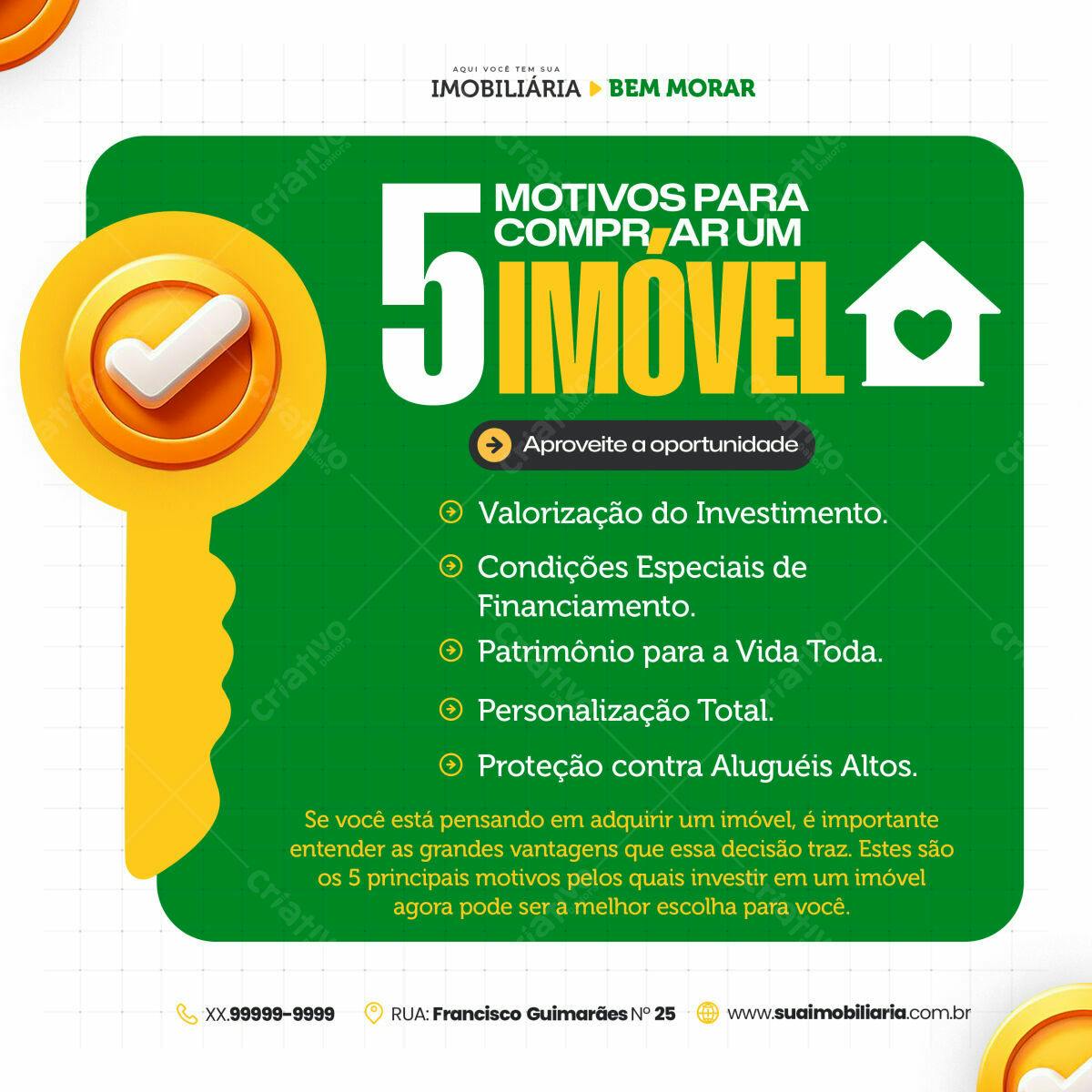 Flyer Imóveis 5 Motivos PSD Editável