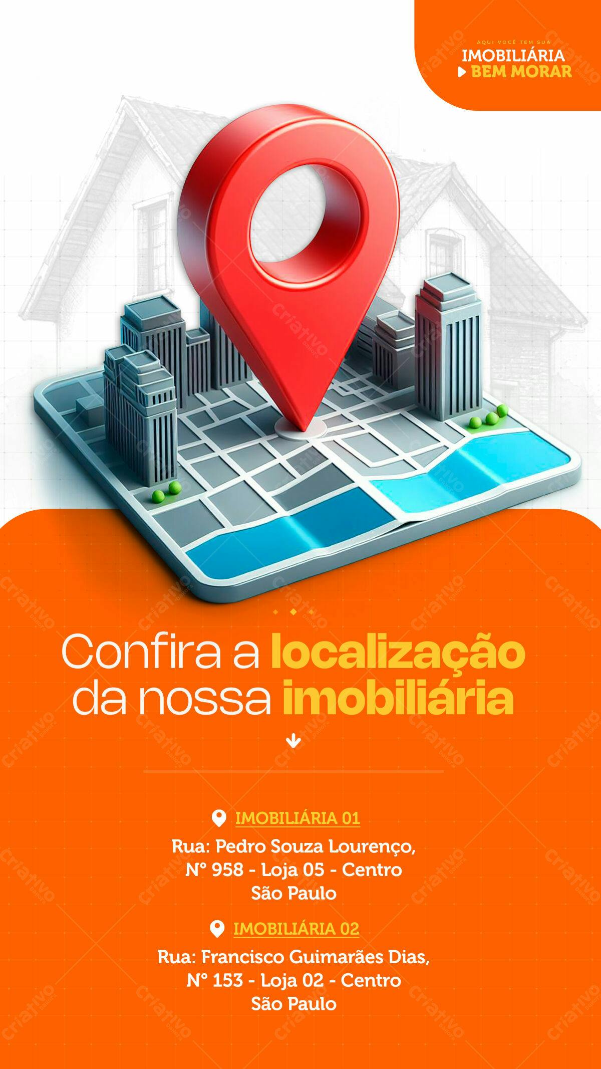 Flyer Imobiliária com Mapa 3D PSD Editável