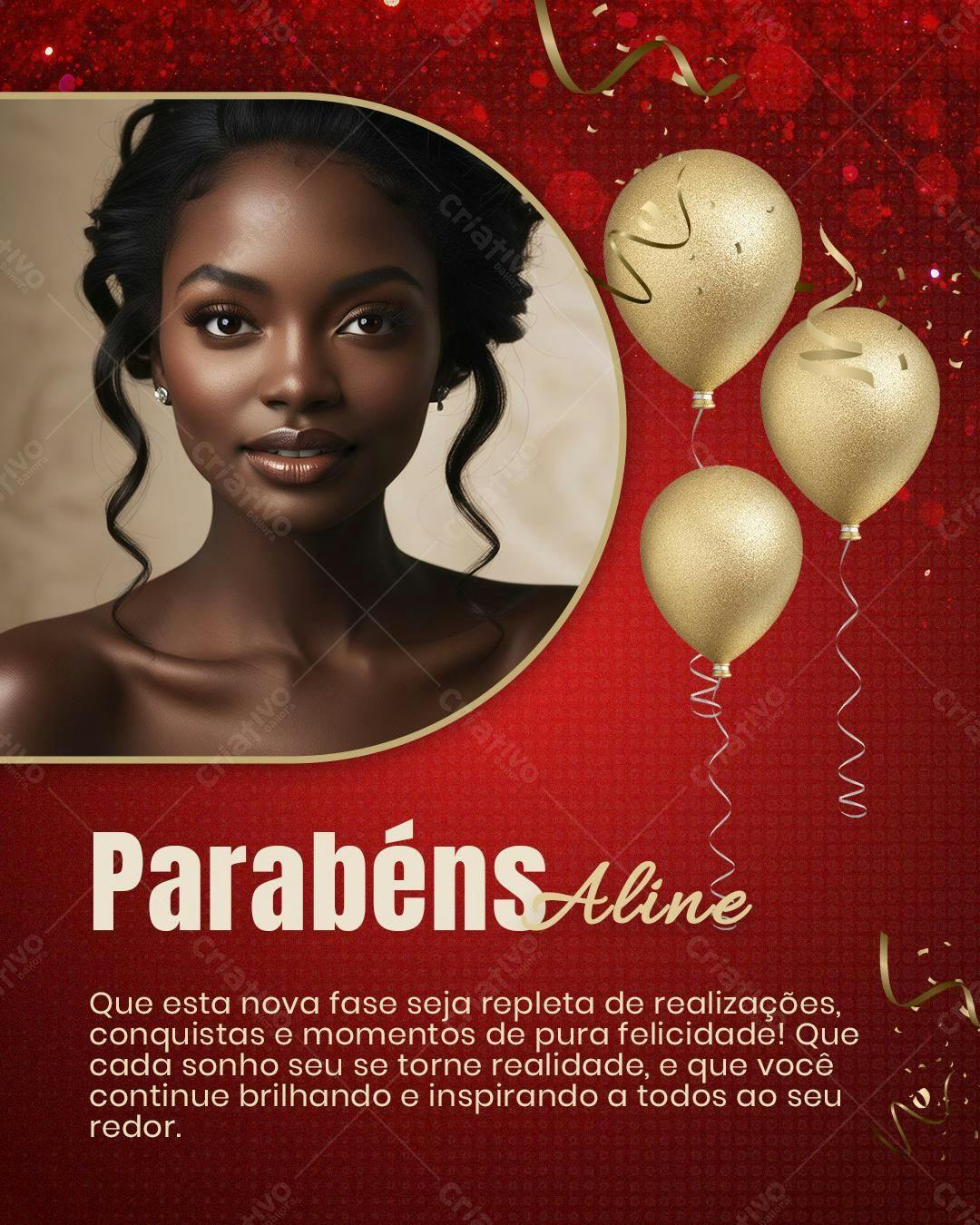 PSD para Parabéns com Balões Dourados PSD Editável