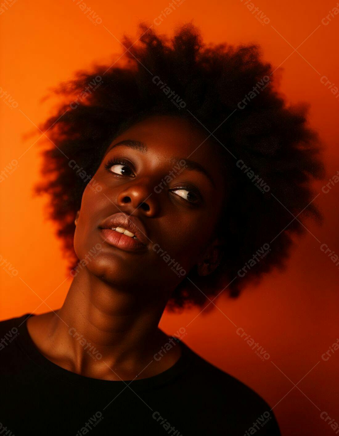 Retrato Mulher Negra fundo Laranja