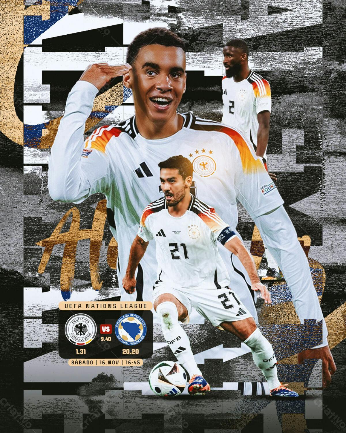 Poster Alemanha x Bósnia UEFA Nations League PSD Editável