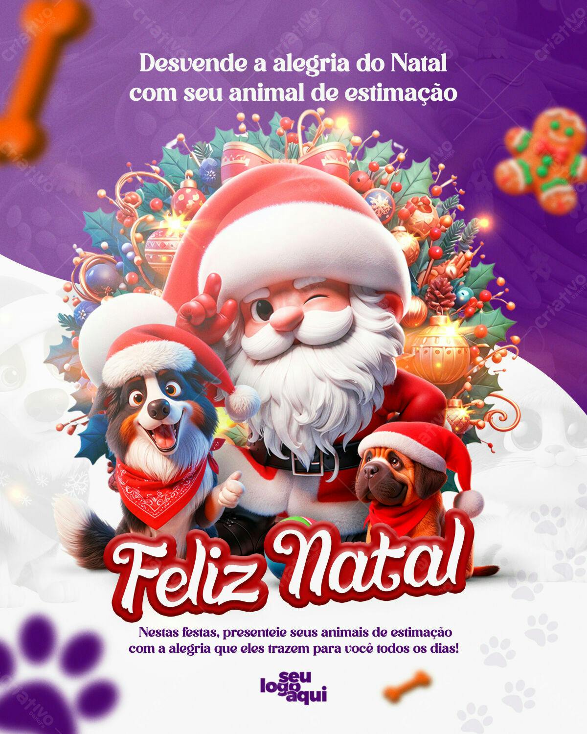 Flyer Natal com Animais de Estimação PSD Editável
