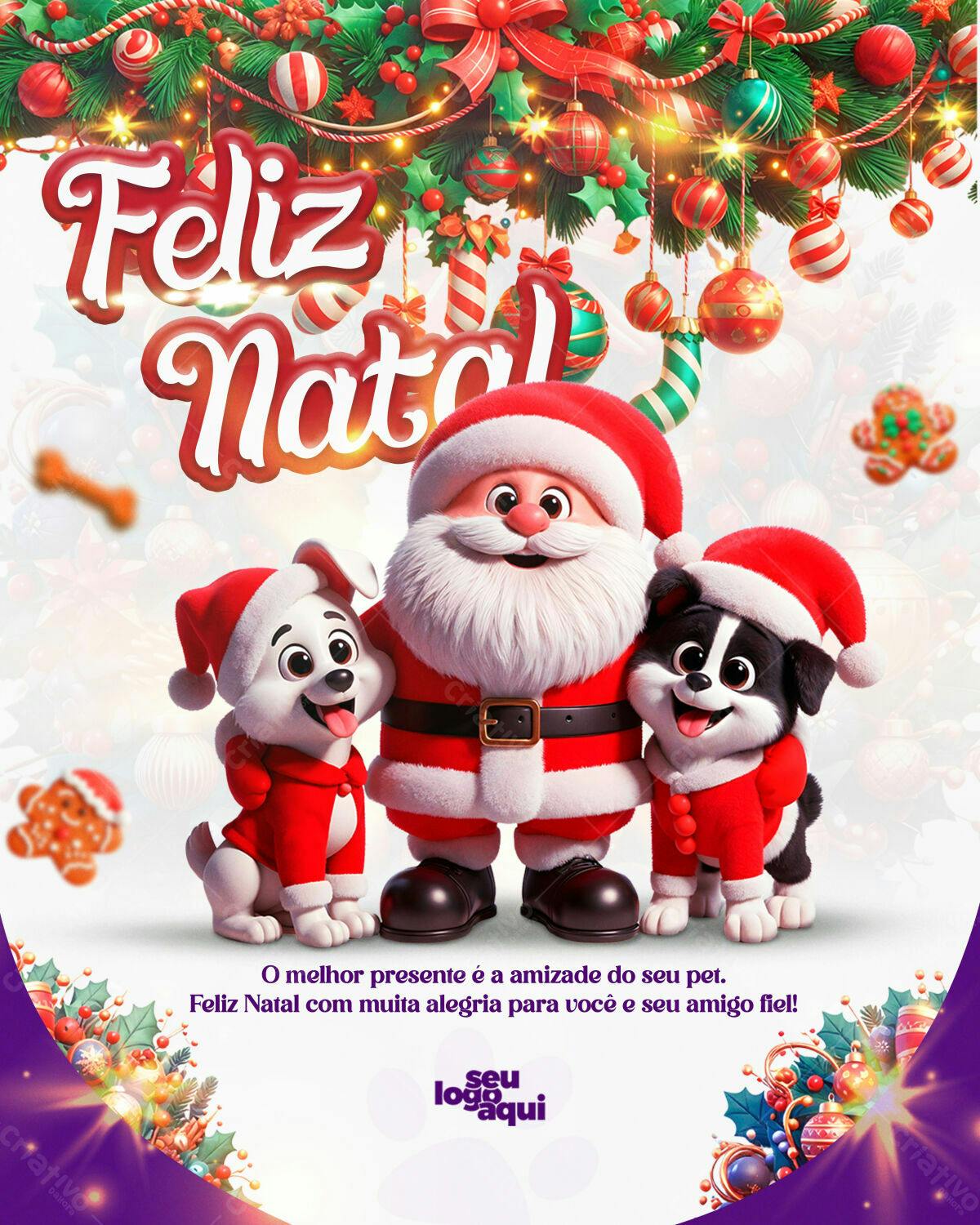 Flyer Natalino com Cachorros PSD Editável
