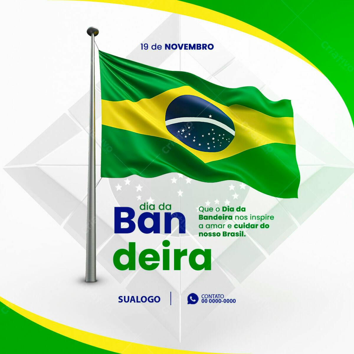 Flyer Dia da Bandeira Brasileira PSD Editável