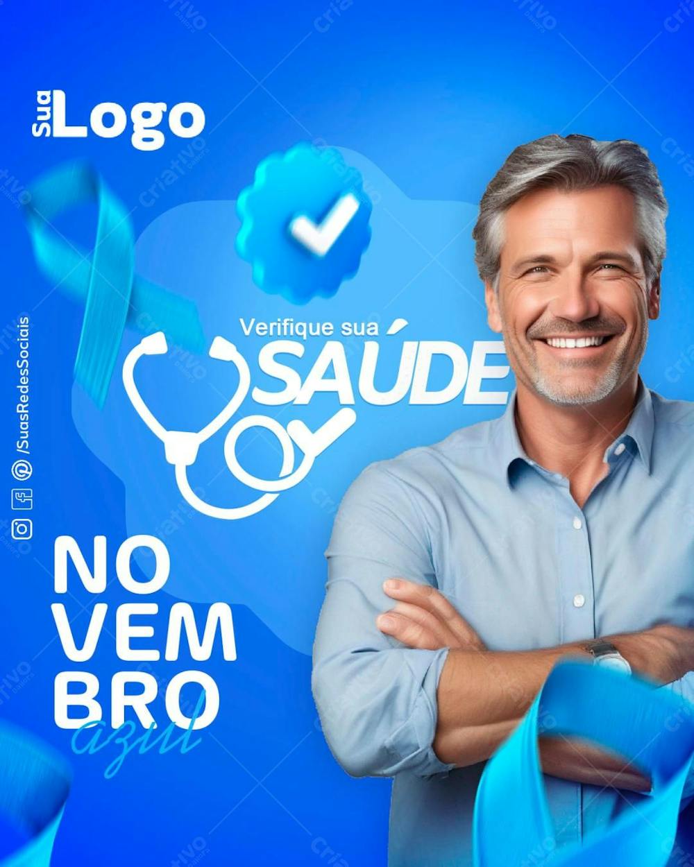 Verifique sua saúde Novembro Azul Social Media Câncer