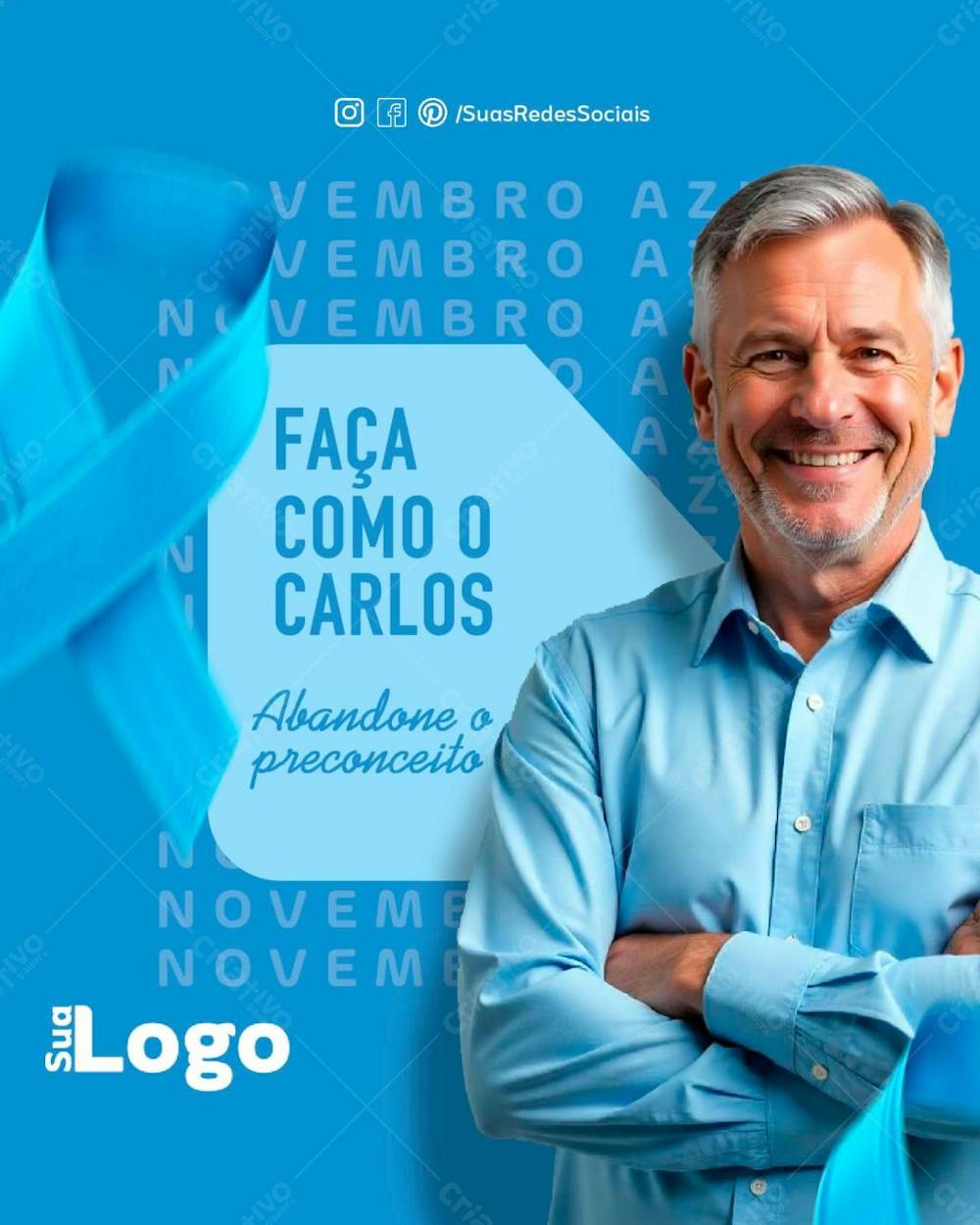 Flyer Novembro Azul Social Media Câncer De Próstata Psd