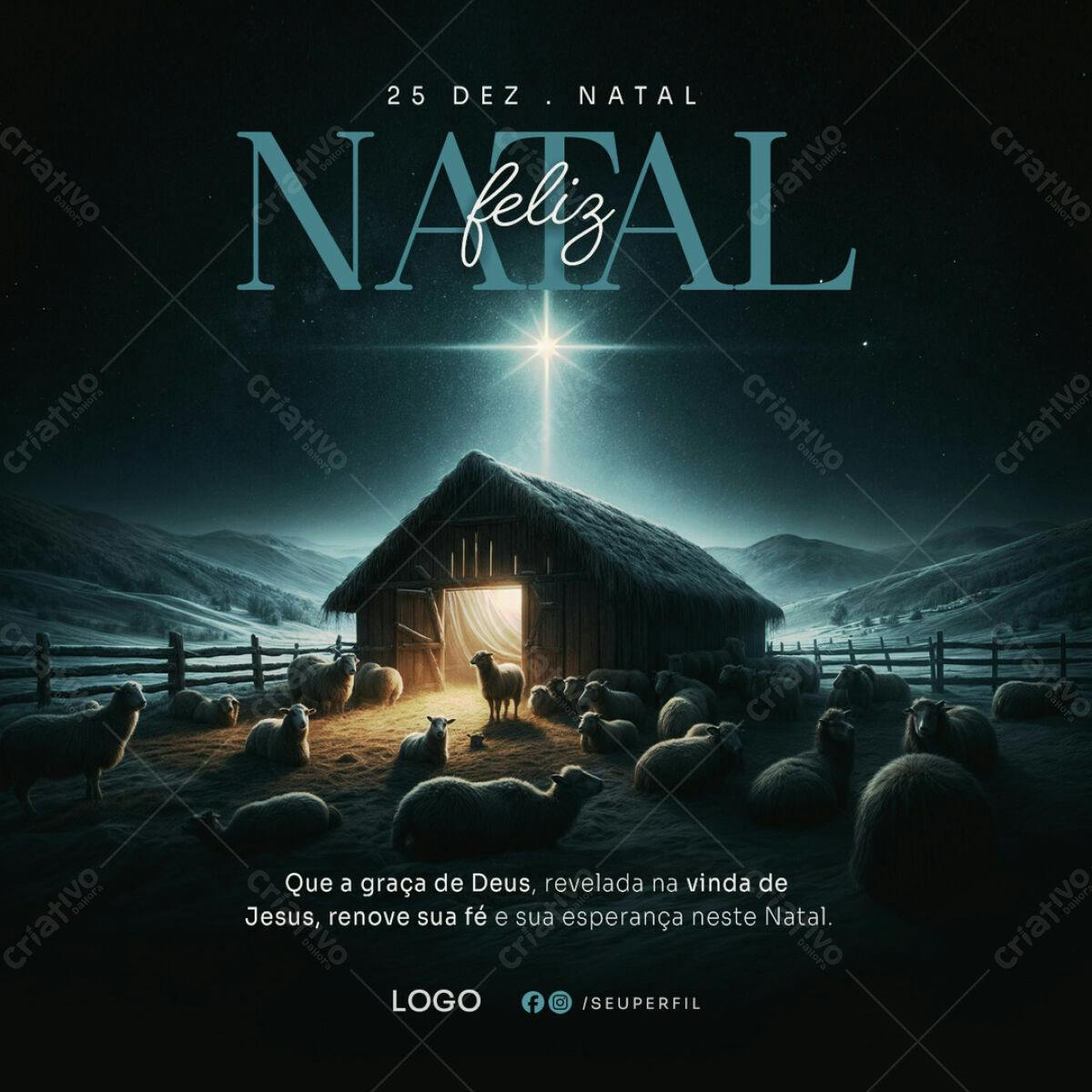 Postagem Natalina com Pastoril PSD Editável