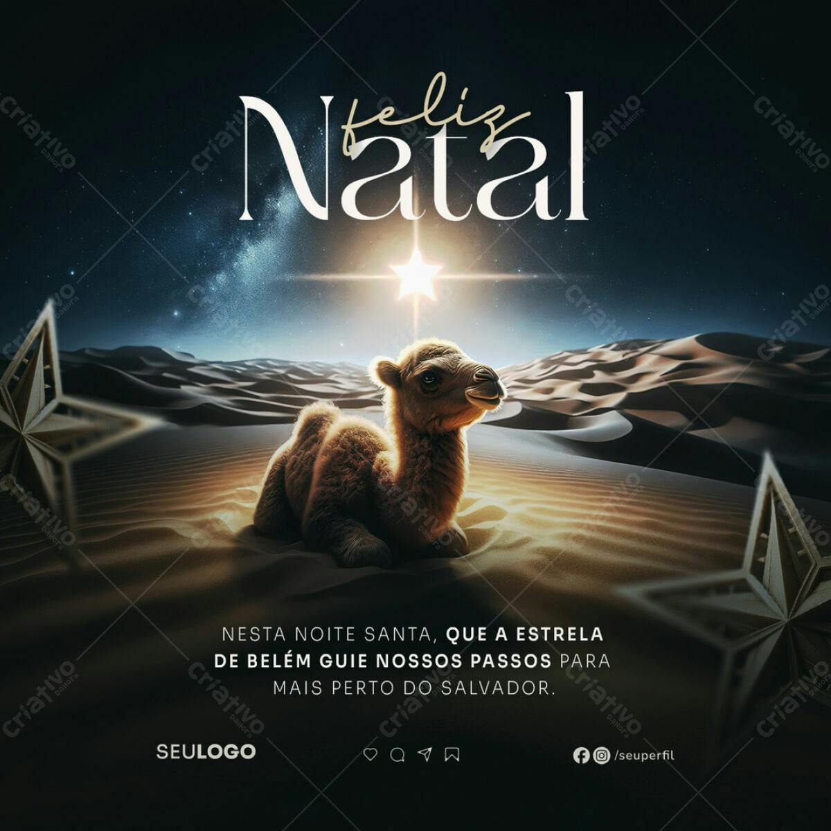Postagem Natalina com Camelo PSD Editável