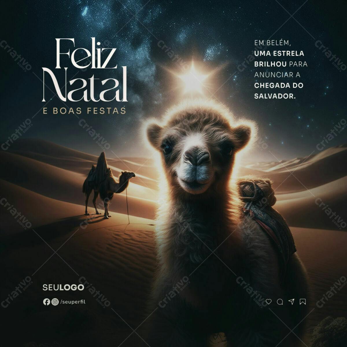 Postagem de Natal com Camelo PSD Editável