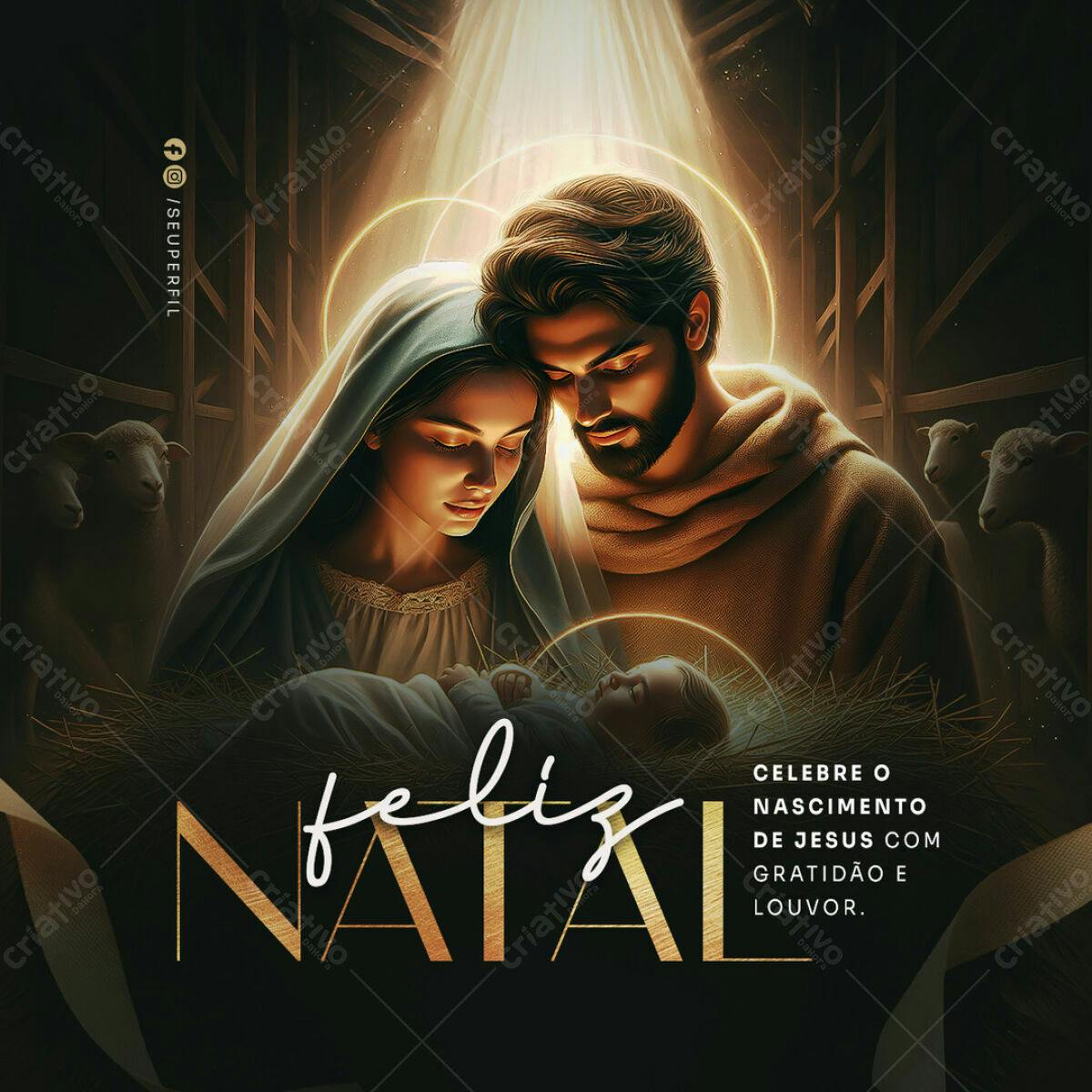 Imagem Natalina Sagrada Família PSD Editável