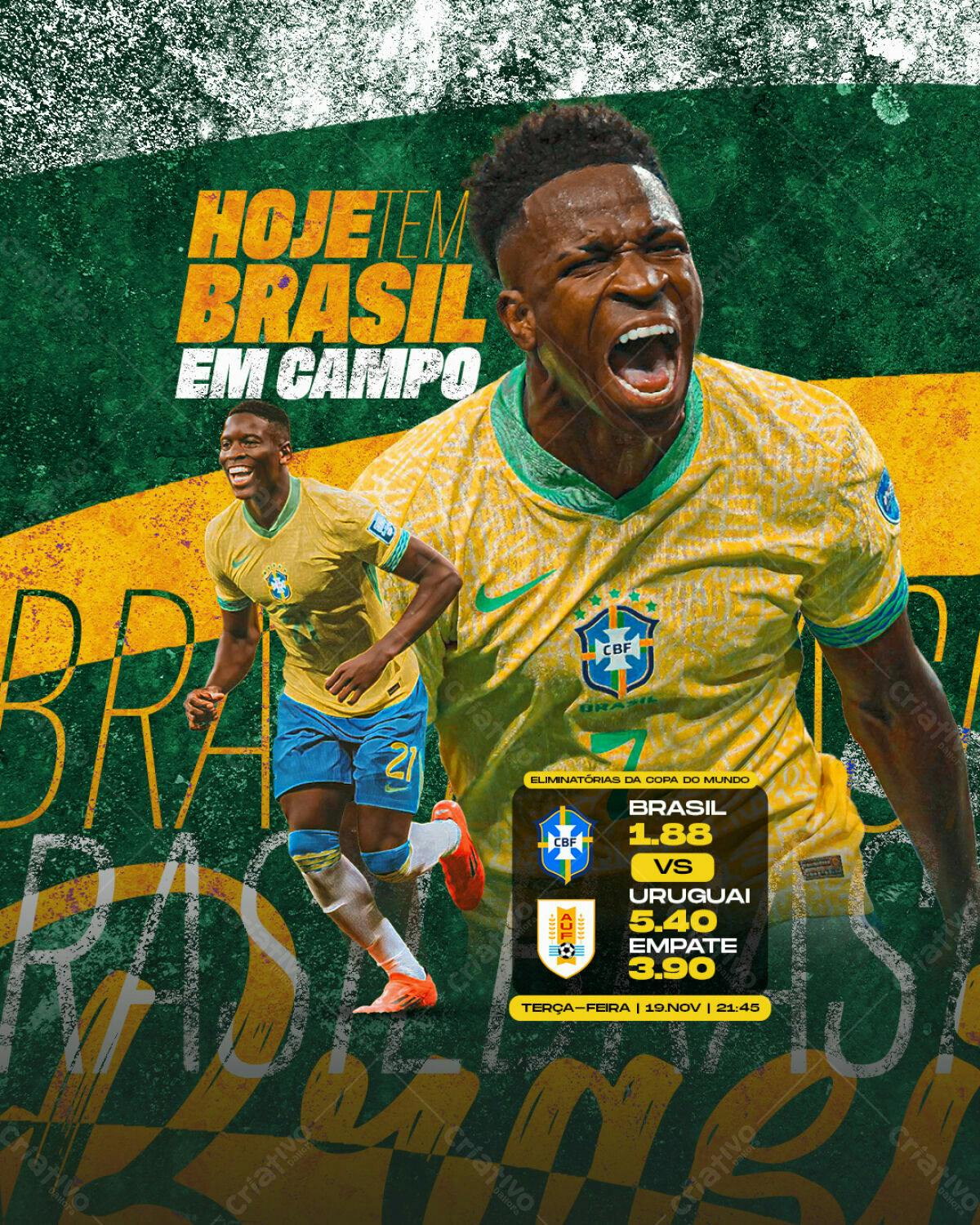 Flyer Jogo Brasil x Uruguai PSD Editável