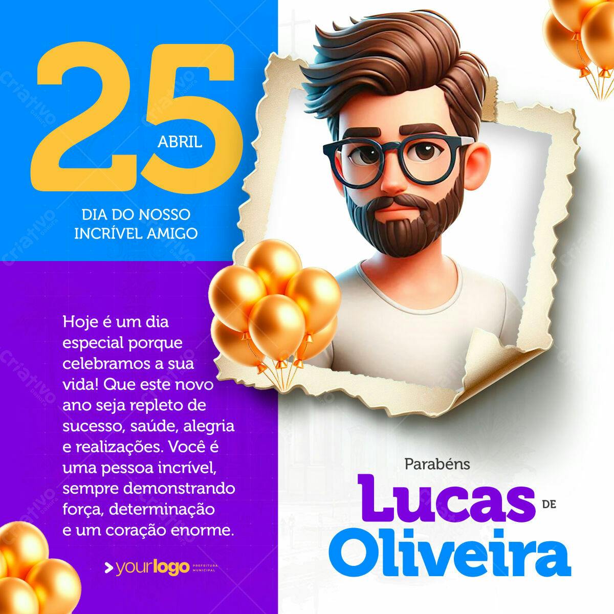 Postagem Aniversário Amigo PSD Editável