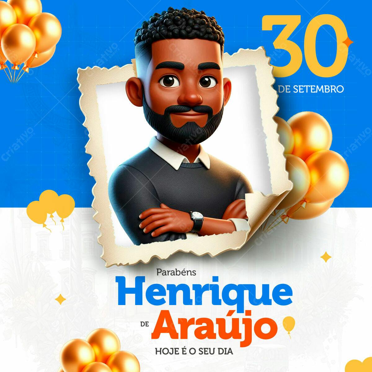 Convite de Aniversário 30 Anos PSD Editável