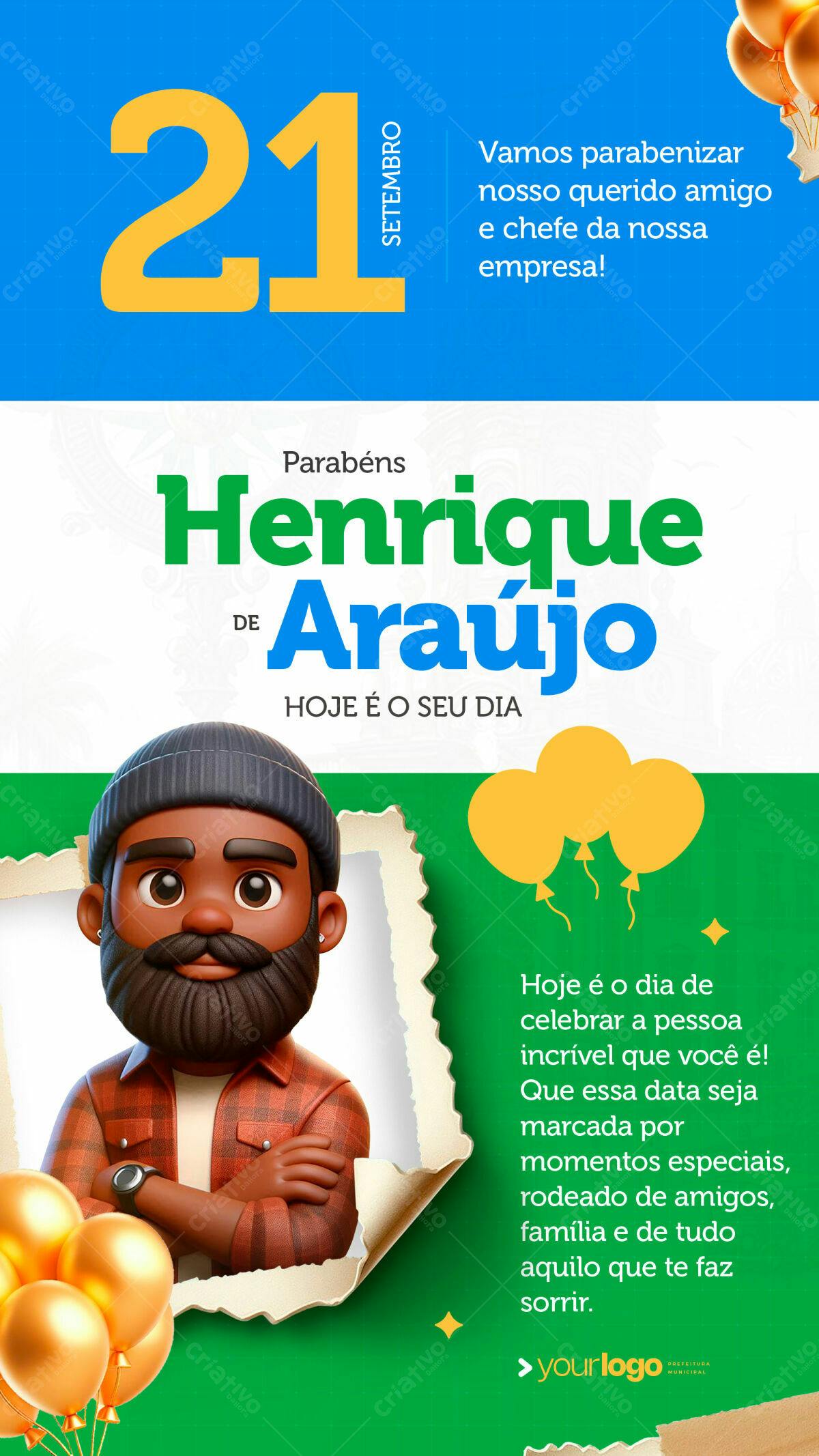 Flyer Aniversário para Chefe PSD Editável
