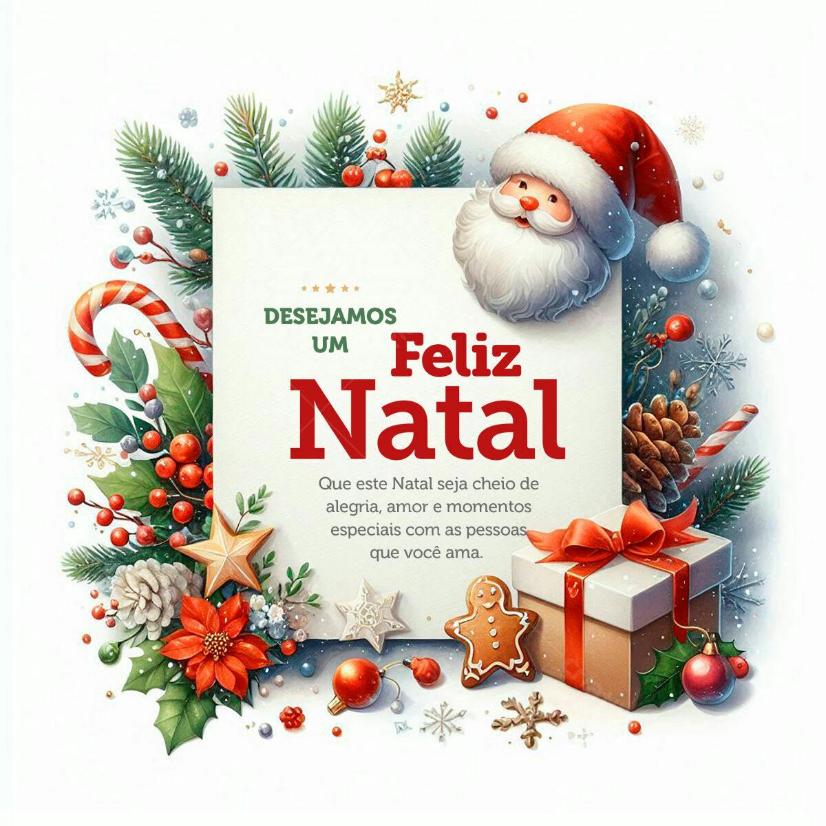 Cartão de Natal com Papai Noel PSD Editável