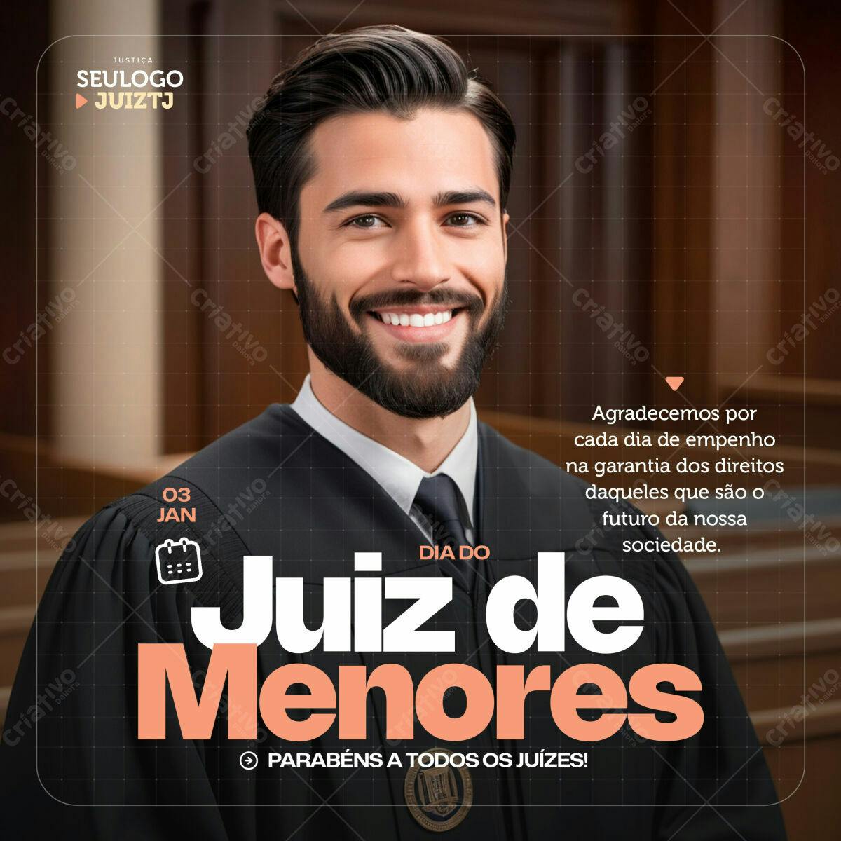 Postagem Dia do Juiz de Menores PSD Editável