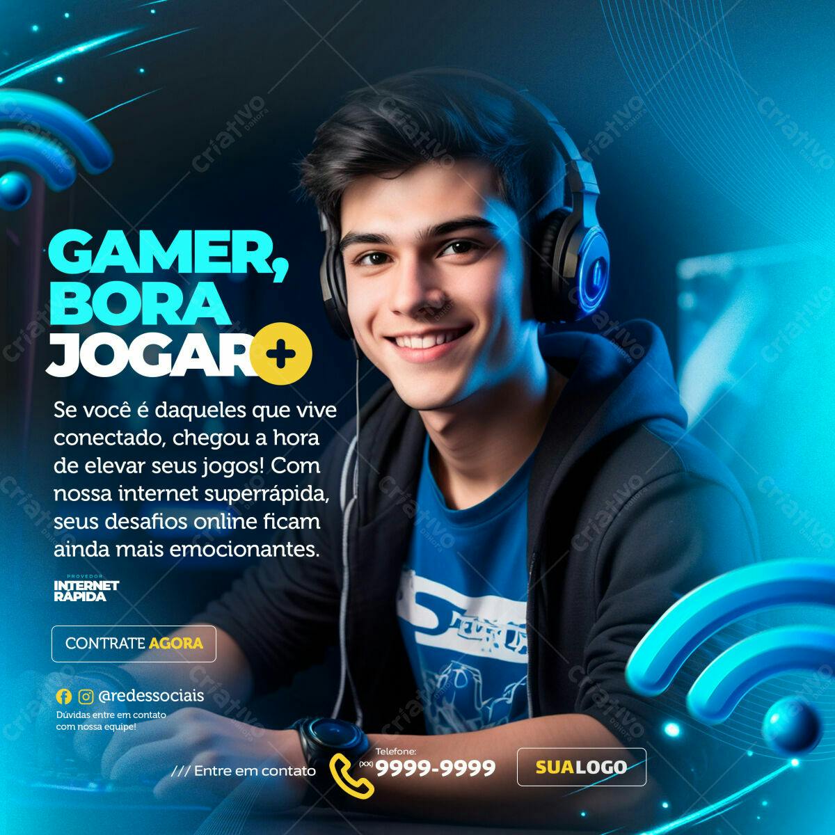 Flyer Gamer Bora Jogar PSD Editável