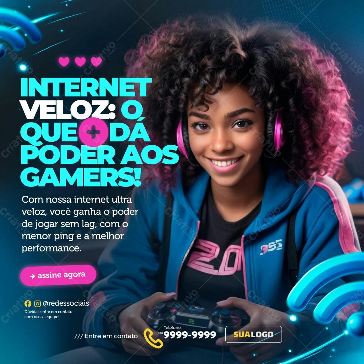 Flyer para Gamers com Internet Veloz PSD Editável