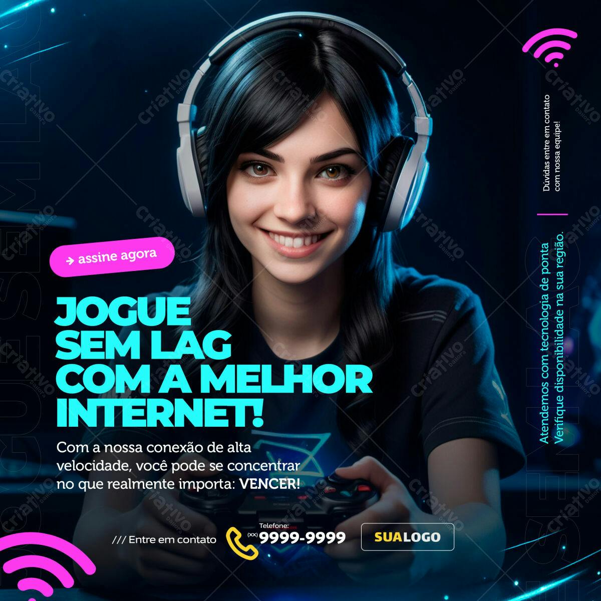 Flyer para Propaganda de Internet Gamer PSD Editável