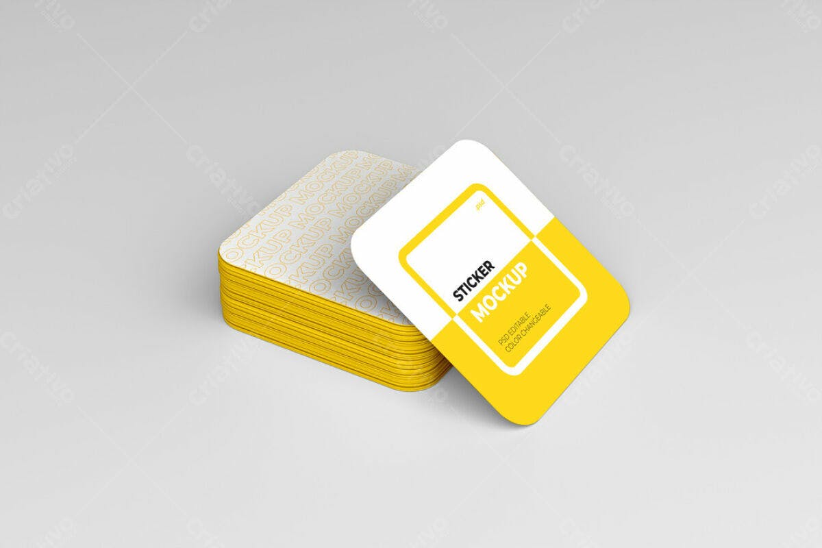 Sticker Quadrado Amarelo PSD Editável