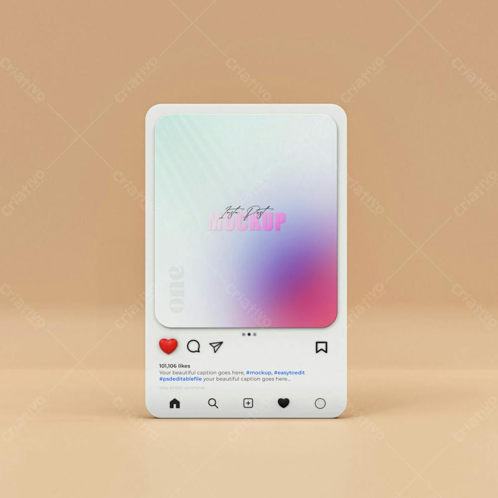 Mockup De Interface Do Instagram 3D Psd Editável