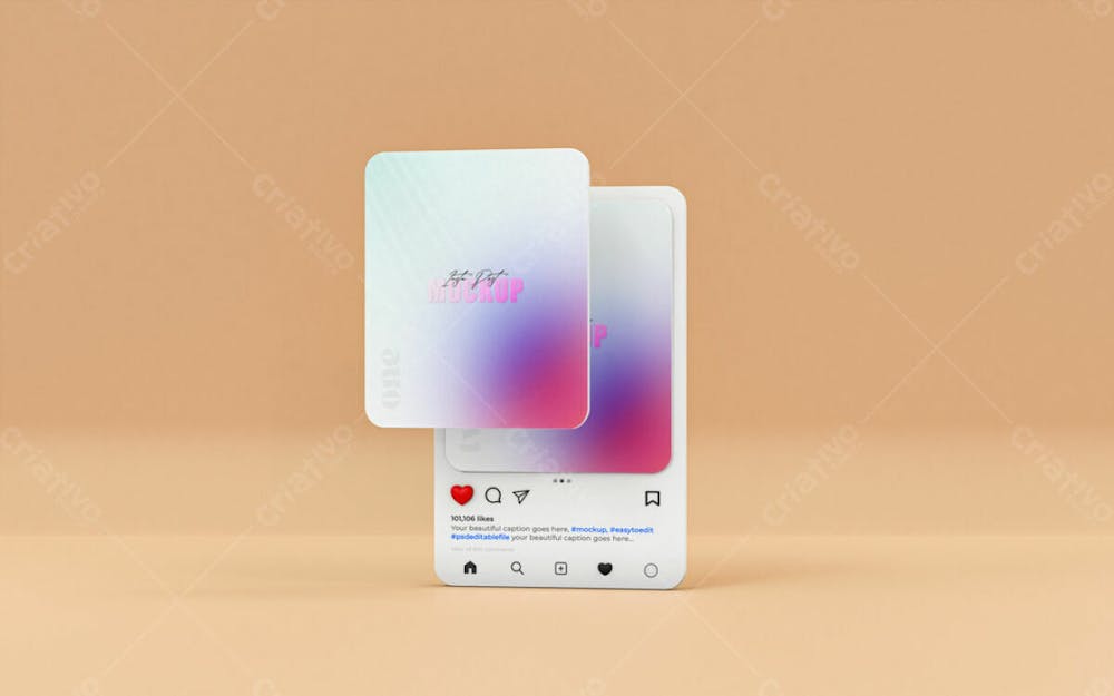 Mockup De Interface Do Instagram 3D Psd Editável