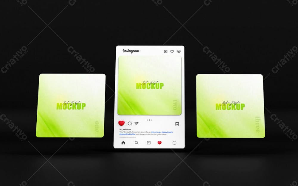 Mockup De Interface Do Instagram 3D Psd Editável