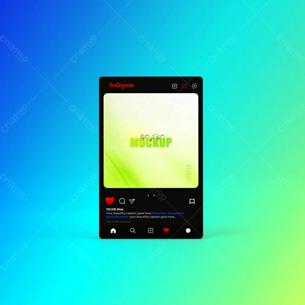 Mockup De Interface Do Instagram 3D Psd Editável