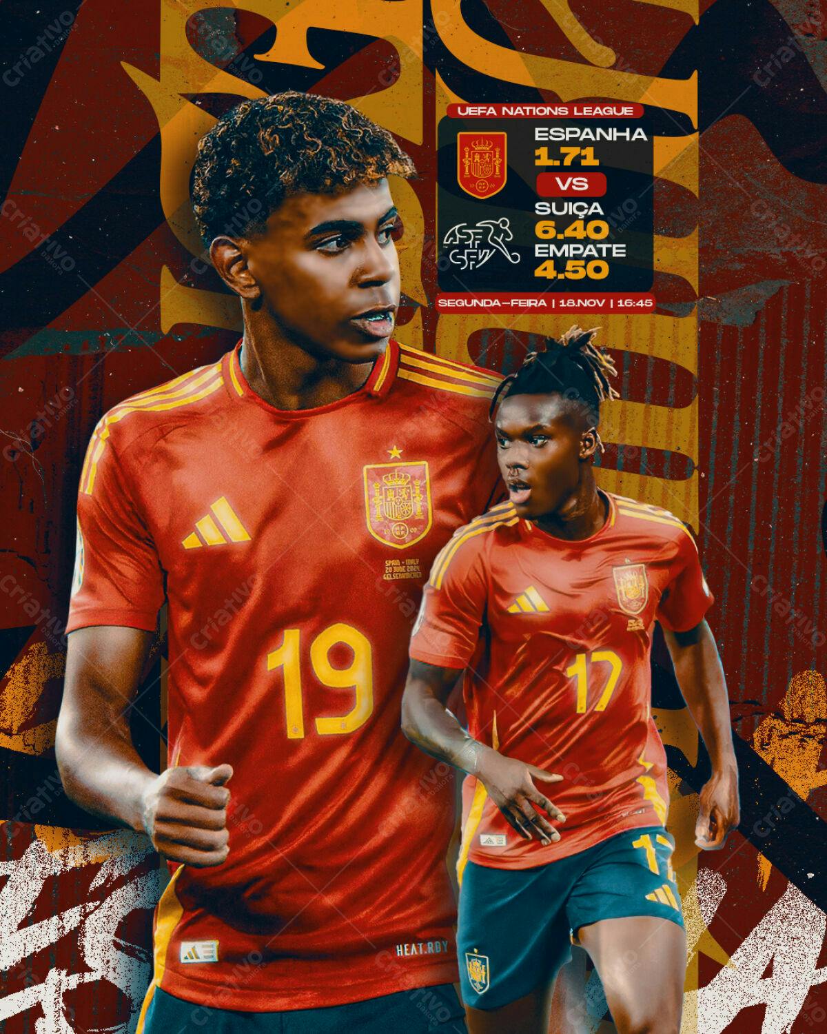 Flyer Esporte Espanha x Suíça PSD Editável