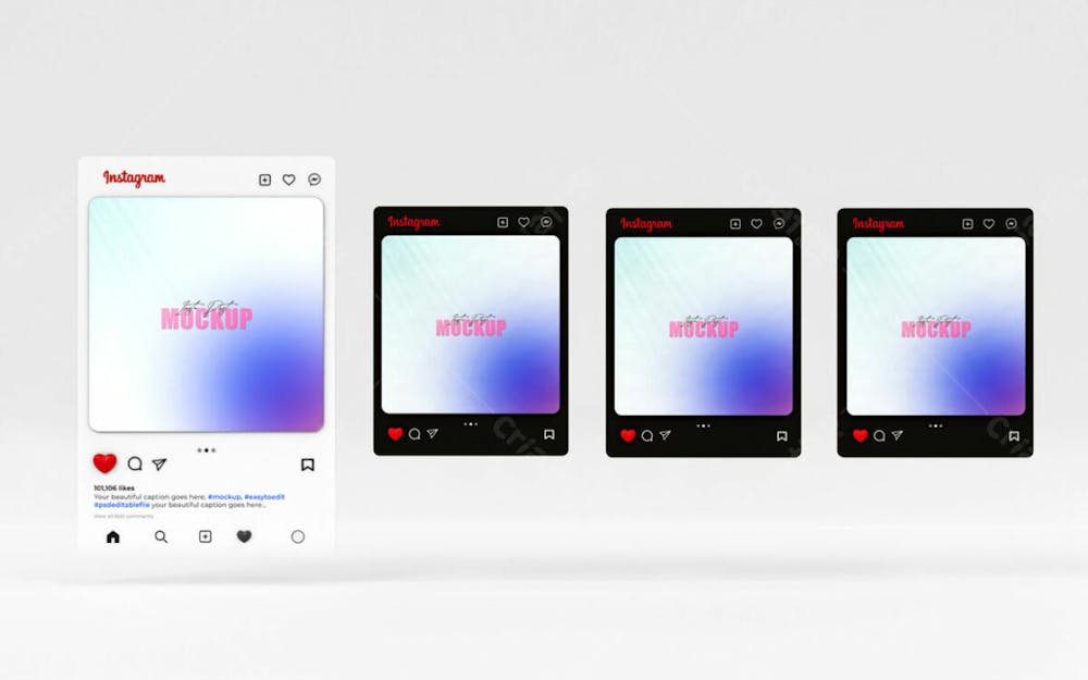 Mockup De Interface Do Instagram 3D Psd Editável
