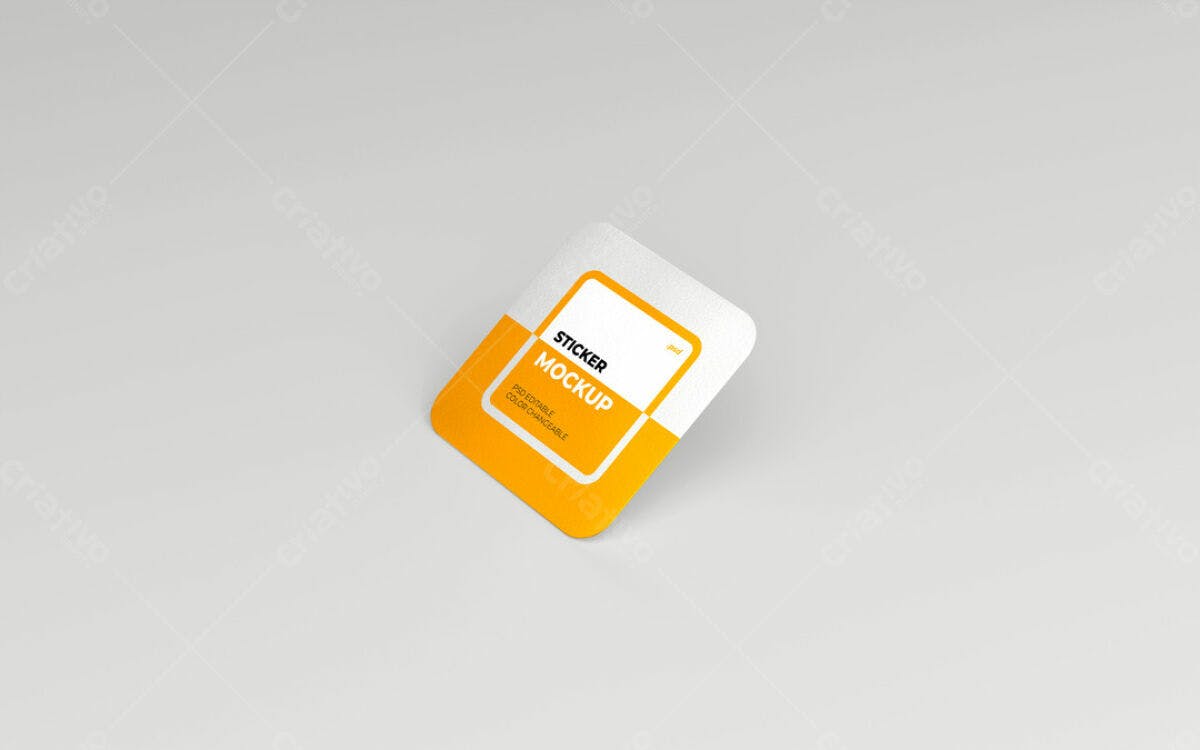 Sticker Quadrado Amarelo e Branco PSD Editável